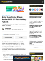 Strive Keeps Buying Bitcoin: Another 1,800 BTC Push Holdings Past 23K