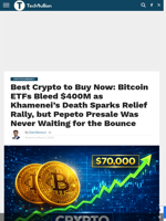 Best Crypto to Buy Now: Bitcoin ETFs Bleed $400M as Khamenei’s Death Sparks Relief Rally, but Pepeto Presale Was Never Waiting for the Bounce - TechBullion