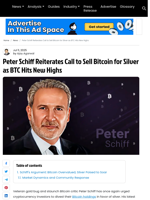 Peter Schiff Reiterates Call to Sell Bitcoin for Silver as BTC Hits New Highs