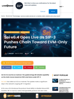 Sei v6.4 Goes Live as SIP-3 Pushes Chain Toward EVM-Only Future | Live Bitcoin News