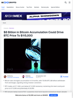 $8 Billion Bitcoin Accumulation Could Launch Price to $115,000