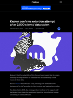 Kraken confirms extortion attempt after 2,000 clients' data stolen