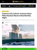 Cameco (CCJ) Stock: Uranium Giant Rides Nuclear Wave to New Monthly Highs - CoinCentral
