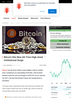 Bitcoin Hits New All-Time High Amid Institutional Surge - NullTX