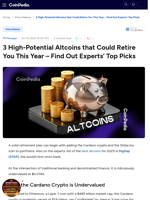 ADA, SHIB and $TAP – Positioning for Life-Changing Gains