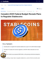 Canada’s 2025 Federal Budget Reveals Plans to Regulate Stablecoins 
