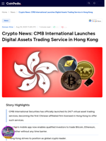 Crypto News: CMB International Launches Digital Assets Trading Service in Hong Kong 