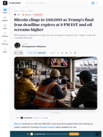 Bitcoin could break fast if oil hits $150 amid wait for Trump's deadline