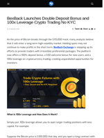 BexBack Launches Double Deposit Bonus and 100x Leverage Crypto Trading No KYC - Visionary Financial