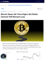 Bitcoin Nears All-Time Highs, But Retail Interest Still Remains Low