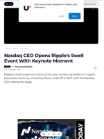 Nasdaq CEO Opens Ripple's Swell Event With Keynote Moment - U.Today