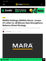 MARA Holdings (MARA) Stock; Jumps 8% After $1.1B Bitcoin Sale Strengthens Balance Sheet Strategy - CoinCentral