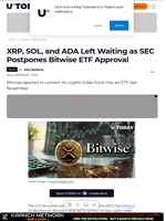 XRP, SOL, and ADA Left Waiting as SEC Postpones Bitwise ETF Approval