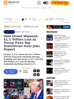 Wall Street Wipeout: $1.1 Trillion Lost as Trump Fires Top Statistician Over Jobs Report – Markets and Prices Bitcoin News