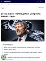 Bitcoin Is Safe From Quantum Computing Attacks: Saylor
