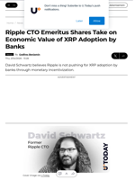 Ripple CTO Emeritus Shares Take on Economic Value of XRP Adoption by Banks - U.Today