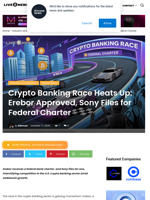 Crypto Banking Race Heats Up: Erebor Approved, Sony Files for Federal Charter | Live Bitcoin News