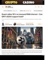Quant rallies 16% on renewed RWA interest – Can QNT's $200 support hold? - AMBCrypto