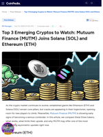 Top 3 Emerging Cryptos to Watch: Mutuum Finance (MUTM) Joins Solana (SOL) and Ethereum (ETH)