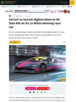 Ferrari to Launch Digital Token for Fans to Bid on Le Mans-Winning 499P