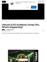 Litecoin (LTC) Suddenly Jumps 13%, What's Happening? - U.Today