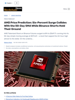 AMD Price Prediction: Six-Percent Surge Collides With the 50-Day SMA While Binance Shorts Hold Their Ground - Blockchain.News