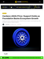 Cardano (ADA) Price: Support Holds as Foundation Backs Ecosystem Growth - CoinCentral