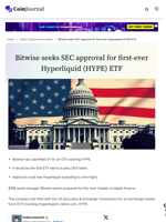 Bitwise seeks SEC approval for first-ever Hyperliquid (HYPE) ETF - CoinJournal