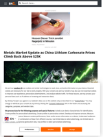 Metals Market Update as China Lithium Carbonate Prices Climb Back Above $25K