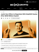 Justin Sun Offers Terms to KelpDAO Hacker
