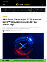 XRP Price: Three Major ETF Launches Drive Whale Accumulation to Four-Month High - CoinCentral