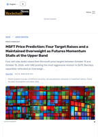 MSFT Price Prediction: Four Target Raises and a Maintained Overweight as Futures Momentum Stalls at the Upper Band - Blockchain.News