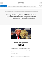 Trump Media Registers $12 Billion in New Securities Amid Bitcoin Acquisition Plans