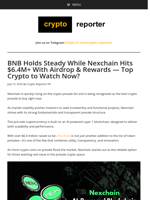 BNB Holds Steady While Nexchain Hits $6.4M+ With Airdrop & Rewards — Top Crypto to Watch Now?