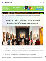 Race car driver Aliyyah Koloc named Raphael Coin's brand ambassador - CoinJournal
