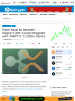 From Rival to Partner? — Ripple's XRP Could Integrate with SWIFT's 11,000+ Banks ⋆ ZyCrypto