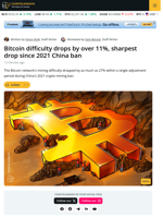 Bitcoin Mining Difficulty Drops by 11% Amid Steep Market Downturn