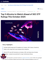 Top 5 Altcoins to Watch Ahead of SEC ETF Rulings This October 2025