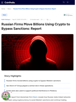 Russian Firms Move Billions Using Crypto to Bypass Sanctions: Report