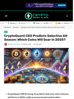 CryptoQuant CEO Predicts Selective Alt Season: Which Coins Will Soar in 2025? - Crypto News Flash