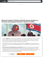 Binance Founder CZ Warns of North Korean Hackers as Security Team Exposes 60 Fake IT Worker Profiles - Brave New Coin