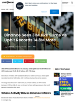 31M XRP Into Binance, Upbit Adds 14.8M XRP Inflows