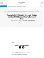 Weekly Bullish Shiba Inu Reversal Wedge Valid as SHIB Back at Yearly Demand Zone