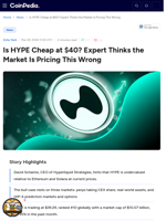 Is HYPE Cheap at $40? Expert Thinks the Market Is Pricing This Wrong