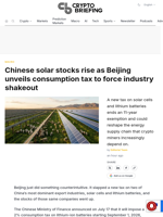 Chinese solar stocks rise as Beijing unveils consumption tax to force industry shakeout