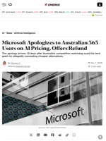 Microsoft Apologizes to Australian 365 Users on AI Pricing, Offers Refund - Decrypt