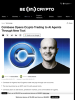Coinbase Opens Crypto Trading to AI Agents Through New Tool