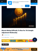 Bitcoin Difficulty To Rise For 7th Straight Time Wednesday