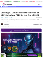 Claude Predicts XRP, Shiba Inu, PEPE Prices by End of 2025