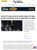 Kevin O'Leary aims to build major US data center amid fierce local opposition in Utah